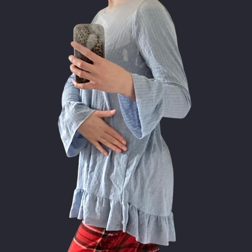 Blue Flowy Blouse With Ruffles size 2-4